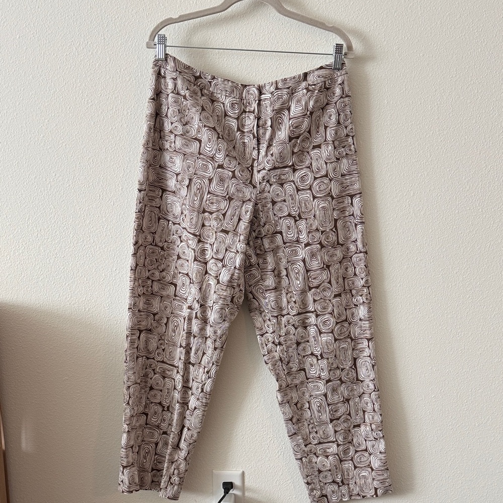 Talbots Beige & Brown Geometric Print Pants